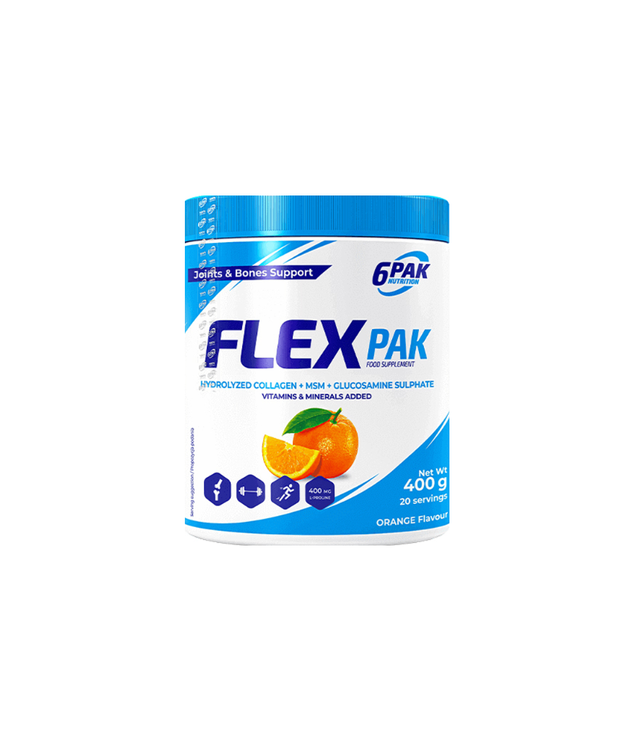 6PAK FLEX PAK, apelsiin - 400grammi – madala kalorsusega toode firmalt 6PAK Nutrition, osta Bombbar-ist