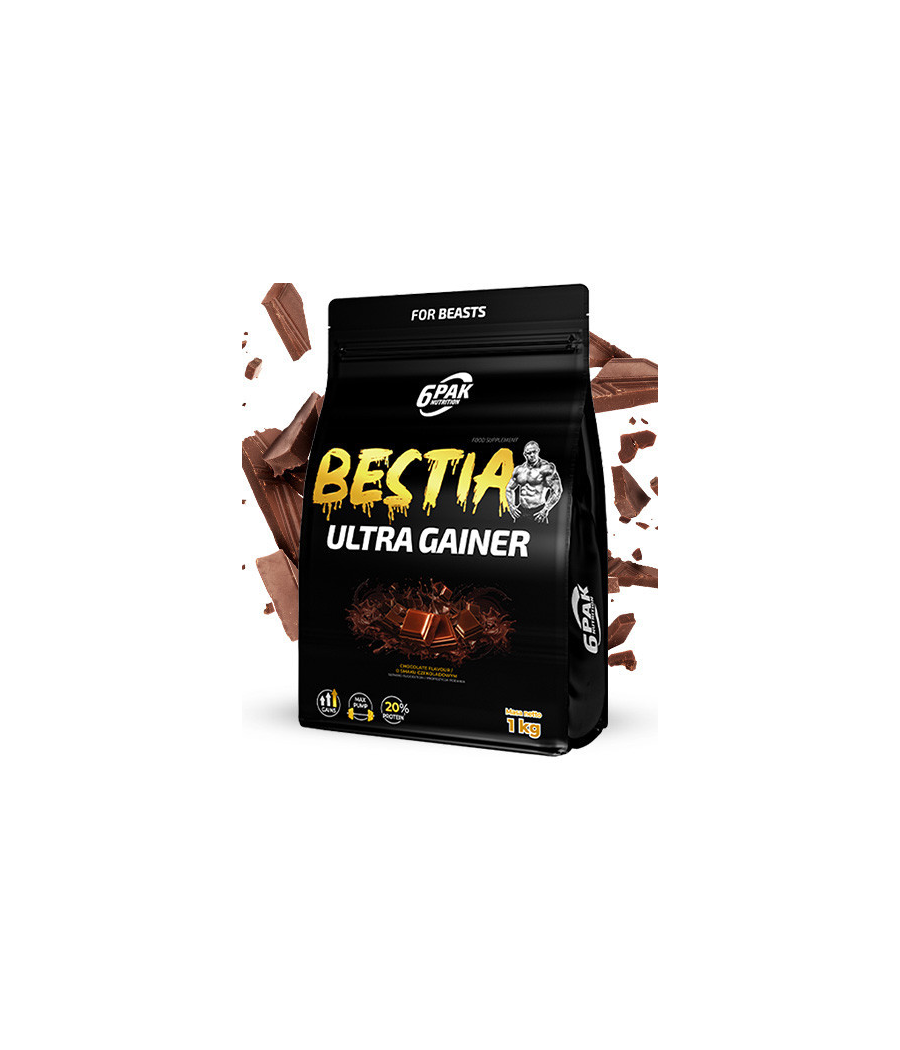 6PAK BESTIA ULTRA GAINER, chocolate - 1000gram – low-calorie product from 6PAK Nutrition, buy in Bombbar