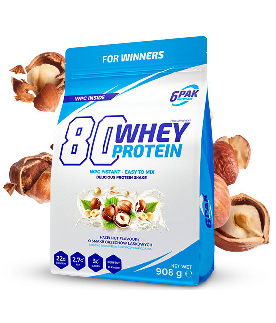 6PAK 80 WHEY PROTEIN sarapuupähkel - 908 grammi