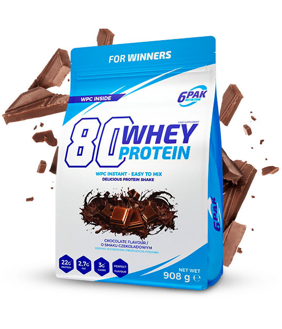 6PAK 80 WHEY PROTEIN, šokolaad - 908grammi