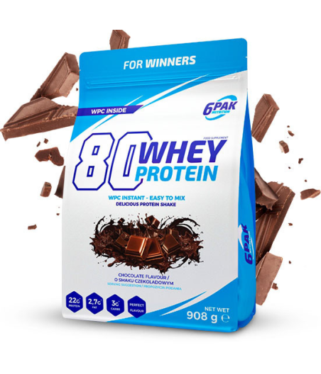 6PAK 80 WHEY PROTEIN, šokolaad - 908grammi