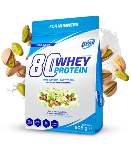 6PAK 80 WHEY PROTEIN, pistaatsia - 908 grammi