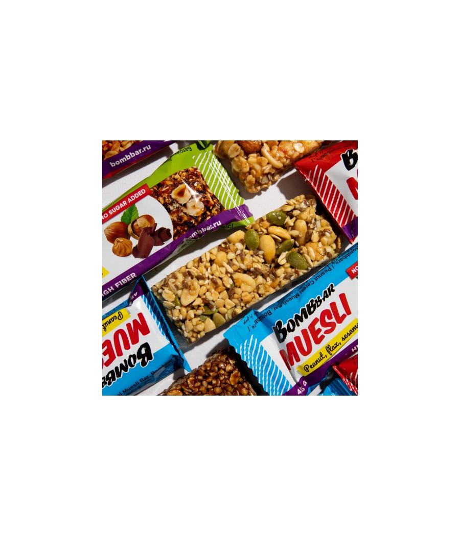 BOMBBAR Muesli Bar "Peanut", 45 g – low-calorie product from Bombbar, buy in Bombbar