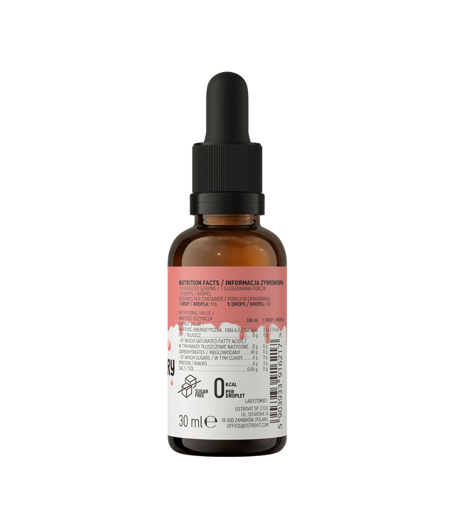 OSTROVIT Flavour Drops, strawberry - 30 ml – low-calorie product from Ostrovit, buy in Bombbar