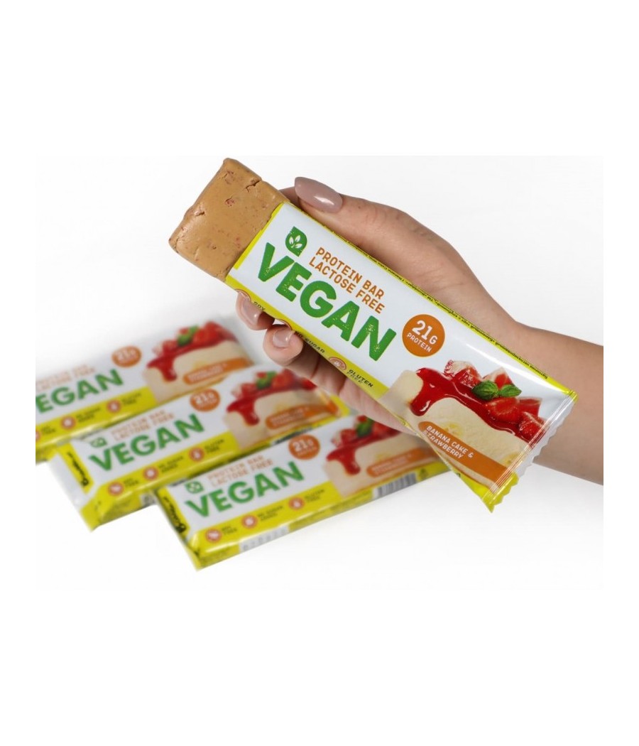 BOMBBAR Vegan Protein Bar "Banana Cake with Strawberry", 60 g – low-calorie product from Bombbar, buy in Bombbar