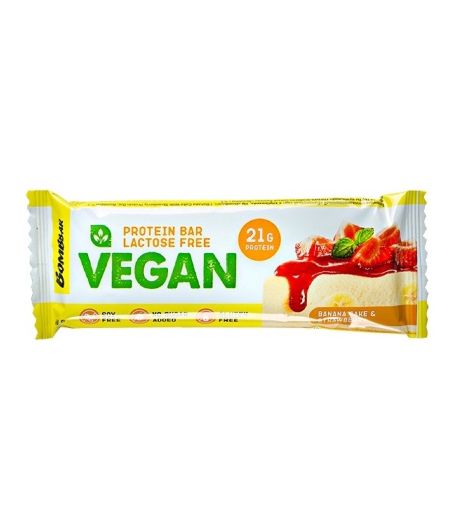 BOMBBAR Vegan Protein Bar "Banana Cake with Strawberry", 60 g – low-calorie product from Bombbar, buy in Bombbar