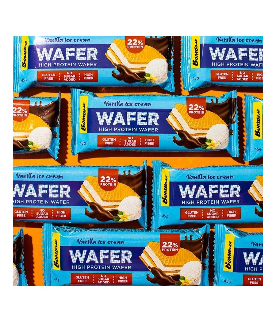 BOMBBAR Wafer Bar "Vanilla Ice Cream in Chocolate", 45 g – low-calorie product from Bombbar, buy in Bombbar