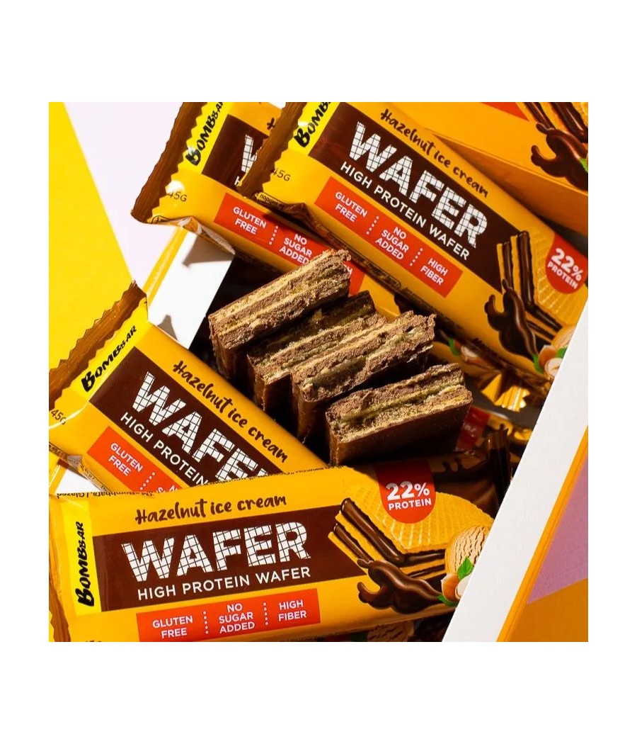 BOMBBAR Wafer Bar "Nutty Ice Cream in Chocolate", 45 g – low-calorie product from Bombbar, buy in Bombbar