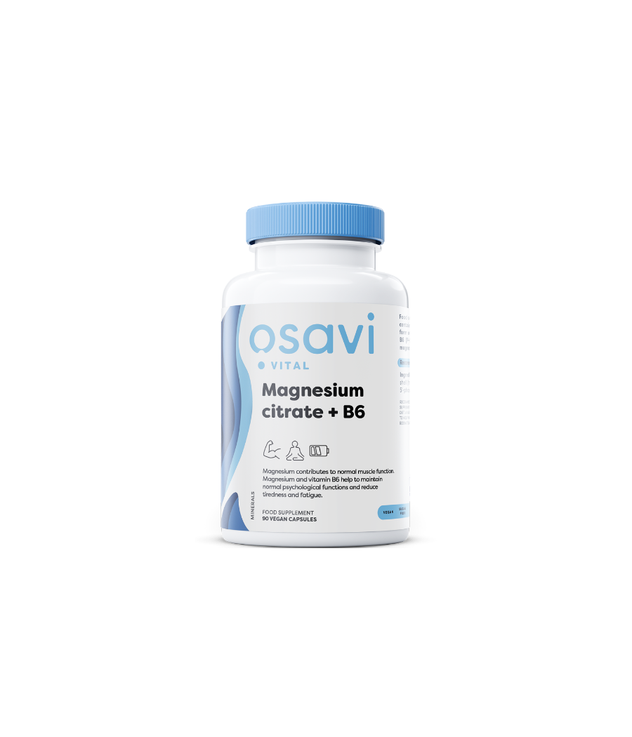 OSAVI Magnesium Citrate + B6 - 90 vegan capsules – low-calorie product from Osavi, buy in Bombbar