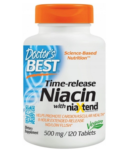 DOCTOR'S BEST Niacin with niaXtend, 500mg - 120 tablets