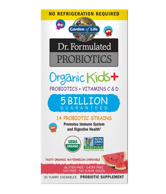 DR. FORMULATED Probiotics Organic Kids+, Arbuus – 30 närimist