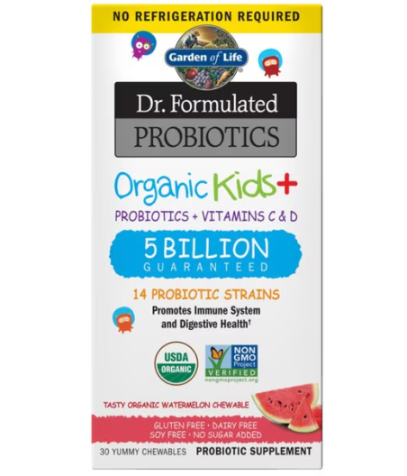 DR. FORMULATED Пробиотики Organic Kids+, арбуз - 30 жевательных таблеток