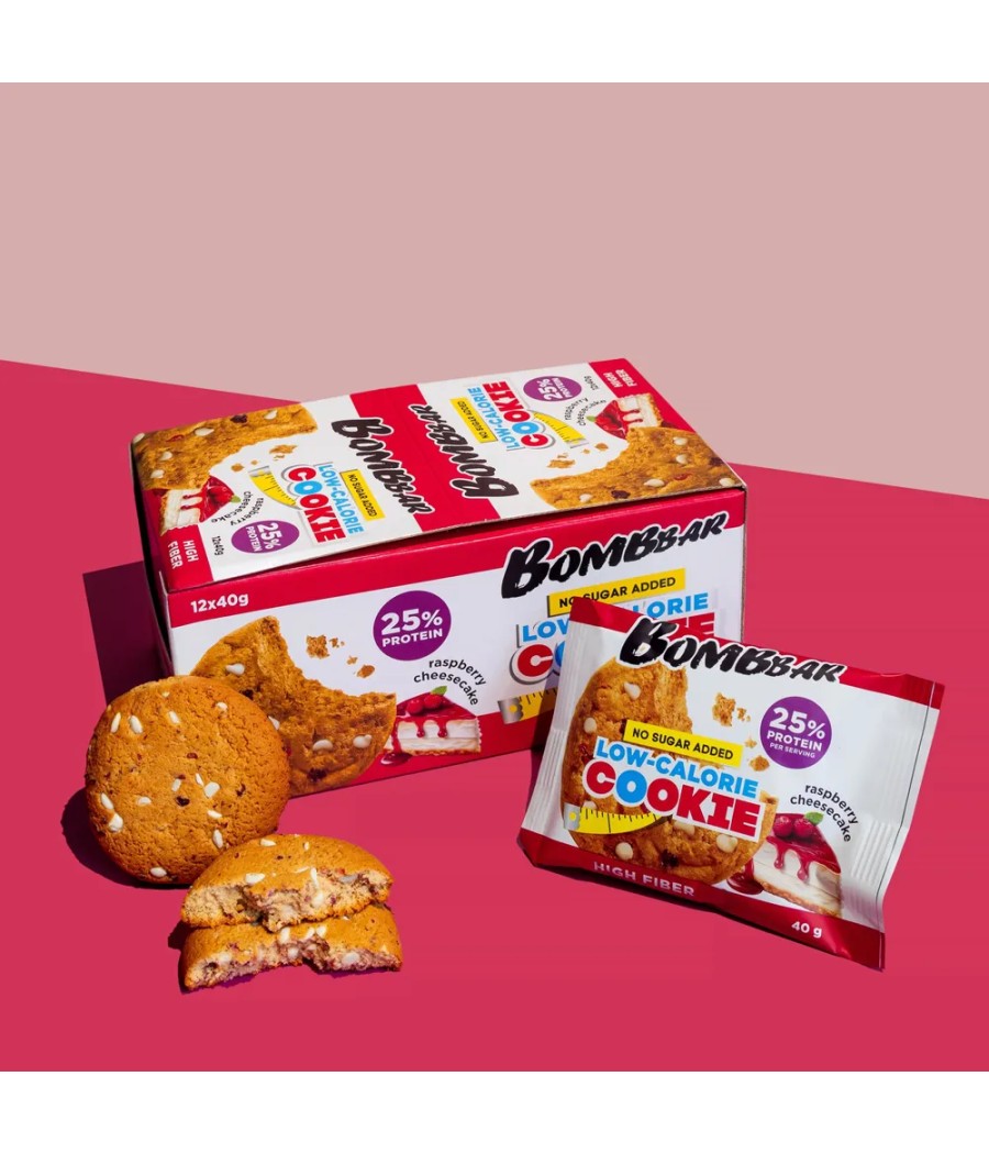 BOMBBAR Protein low-calorie cookies "Raspberry cheesecake", 40g – low-calorie product from Bombbar, buy in Bombbar