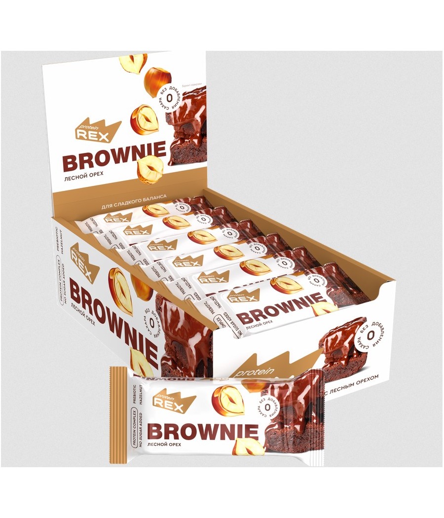 PROTEIN REX Protein brownie, sarapuupähkel - 50 g – madala kalorsusega toode firmalt Protein Rex, osta Bombbar-ist