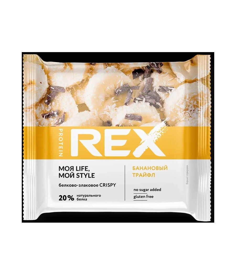 PROTEIN REX CRISPY Proteiini-teravilja näkileib, banaani- 55 g – madala kalorsusega toode firmalt Protein Rex, osta Bombbar-ist