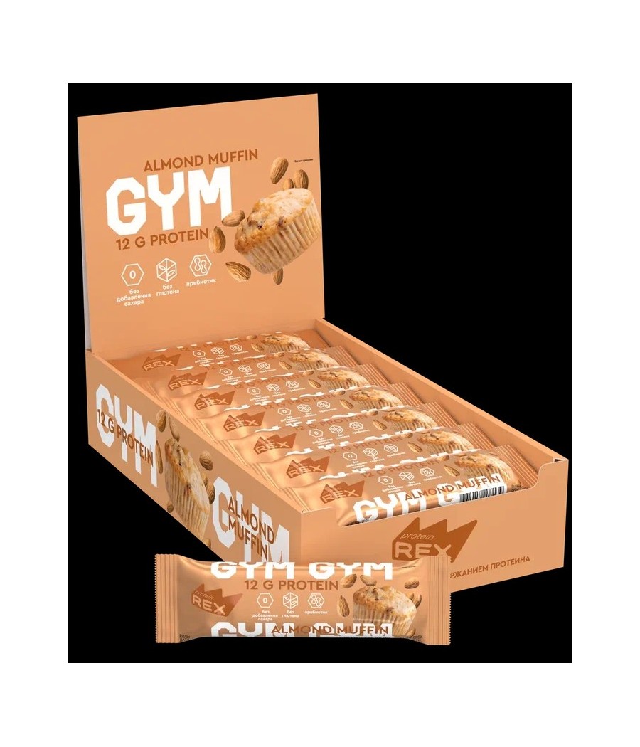 PROTEIN REX GYM Bar with high protein content, almond muffin - 35g – madala kalorsusega toode firmalt Protein Rex, osta Bombbar-ist