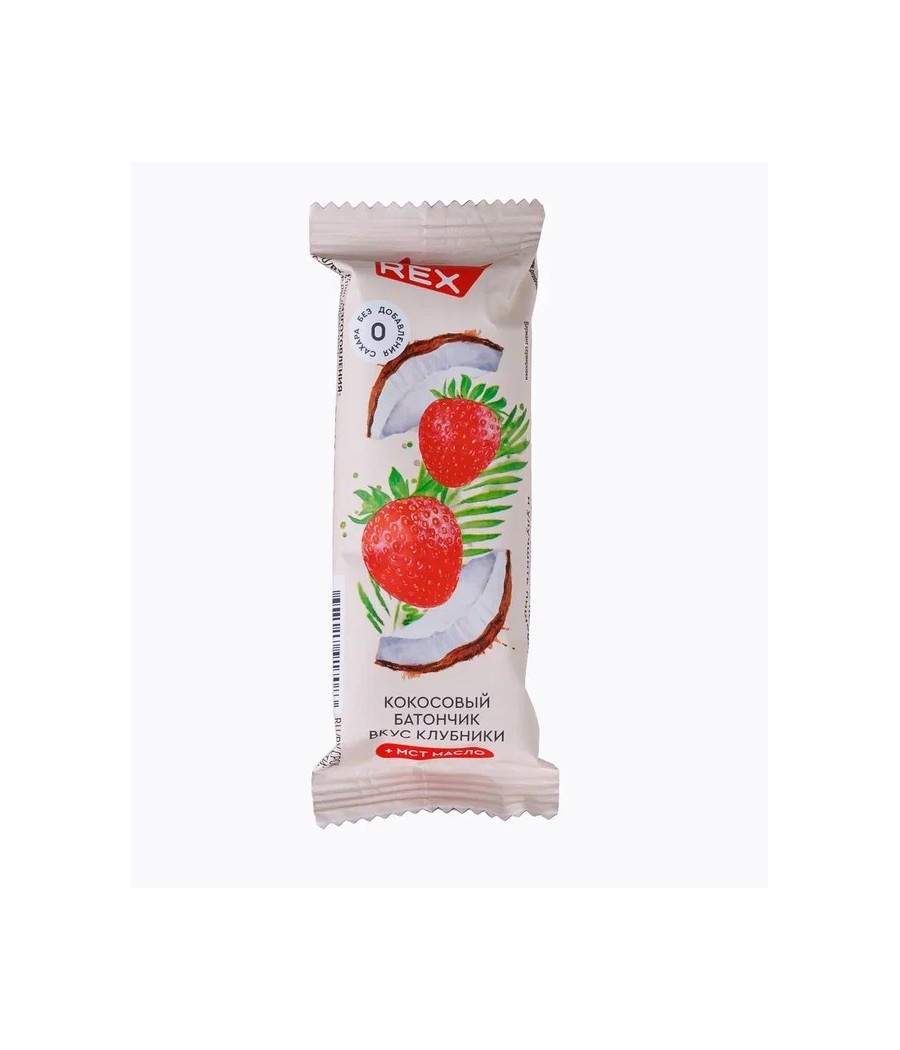 PROTEIN REX Coconut bar glazed, strawberry - 40g – low-calorie product from Protein Rex, buy in Bombbar