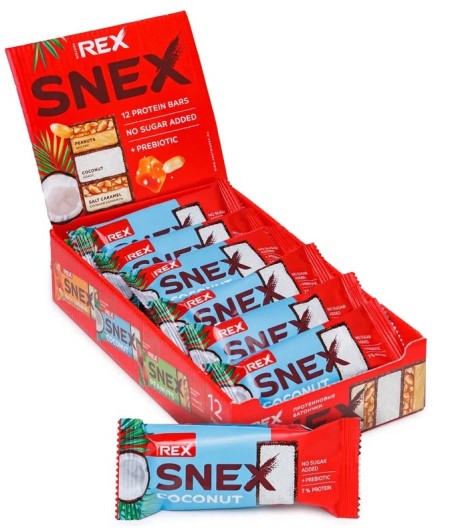 PROTEIN REX SNEX Glasuuritud batoon, kookospähkel - 40g