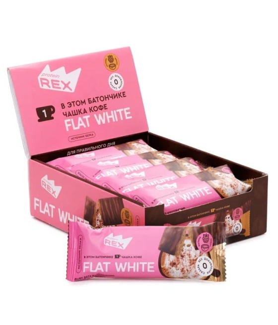 PROTEIN REX High-protein bar, raspberry-coconut flat white - 40g