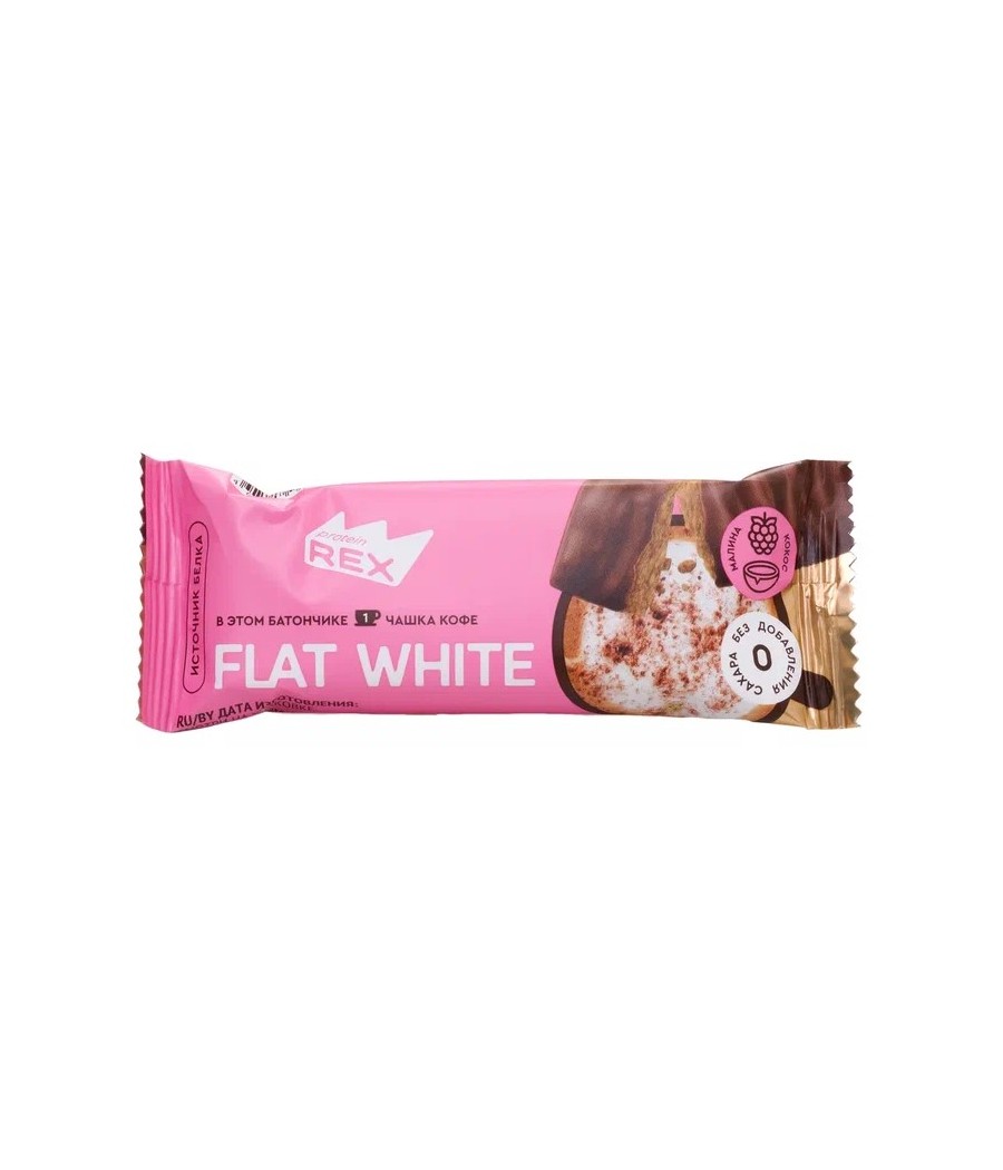 PROTEIN REX High-protein bar, raspberry-coconut flat white - 40g – low-calorie product from Protein Rex, buy in Bombbar