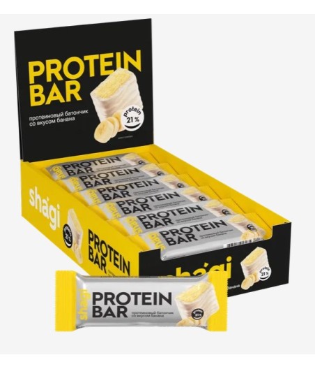 PROTEIN REX SHAGI Kõrge valgusisaldusega batoon banaanimaitsega - 40g