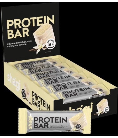 PROTEIN REX SHAGI Kõrge valgusisaldusega batoon vanilje maitsega - 40g