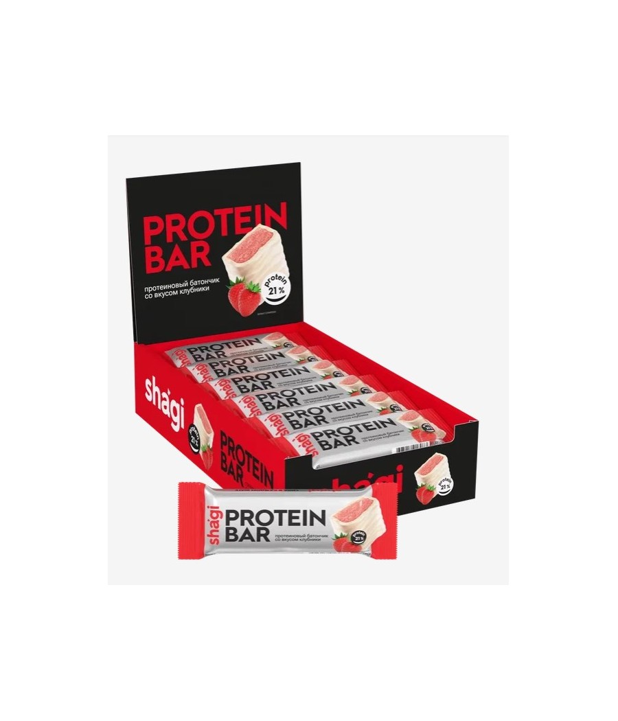 PROTEIN REX SHAGI Kõrge proteiinisisaldusega batoon maasika maitsega - 40g – madala kalorsusega toode firmalt Protein Rex, osta Bombbar-ist