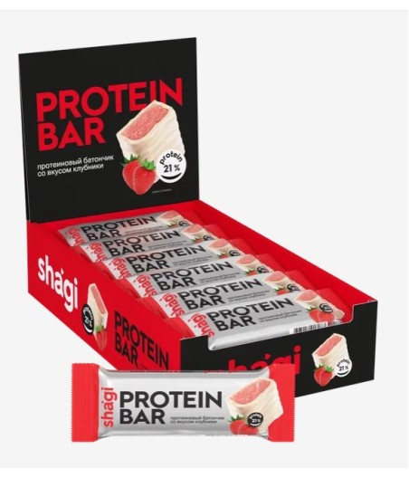 PROTEIN REX SHAGI Kõrge proteiinisisaldusega batoon maasika maitsega - 40g