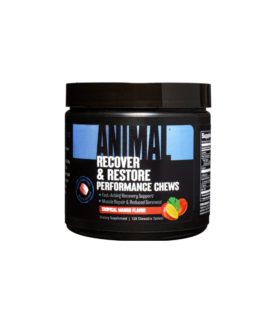 UNIVERSAL NUTRITION Animal Recover & Restore Performance Chews, Tropical Mango - 120 närimistabletti – madala kalorsusega toode firmalt Universal Nutrition, osta Bombbar-ist