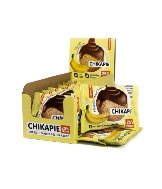 CHIKAPIE Chikalab Протеиновое печенье Chikapie с начинкой, 12x60г (Банан в шоколаде) / Bombbar 50гр