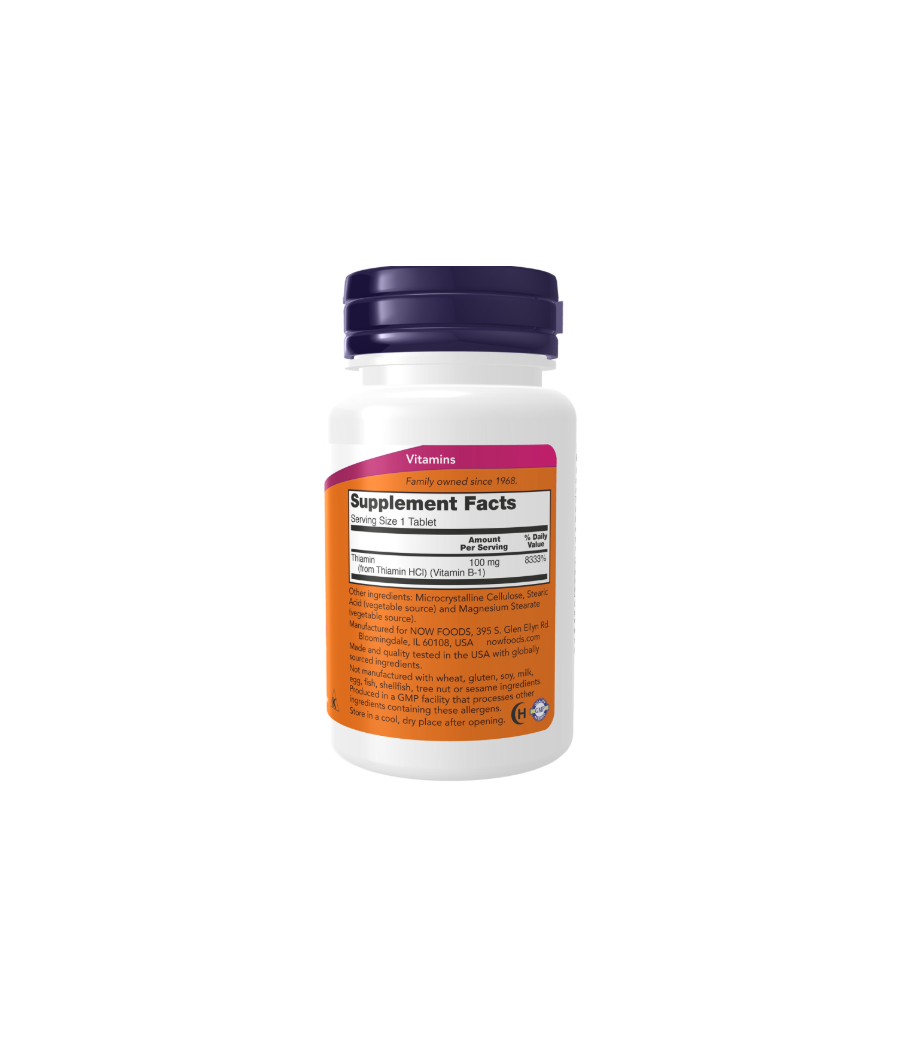 NOW FOODS Vitamin B-1 Thiamine, 100mg - 100 tablets – low-calorie product from NOW, buy in Bombbar