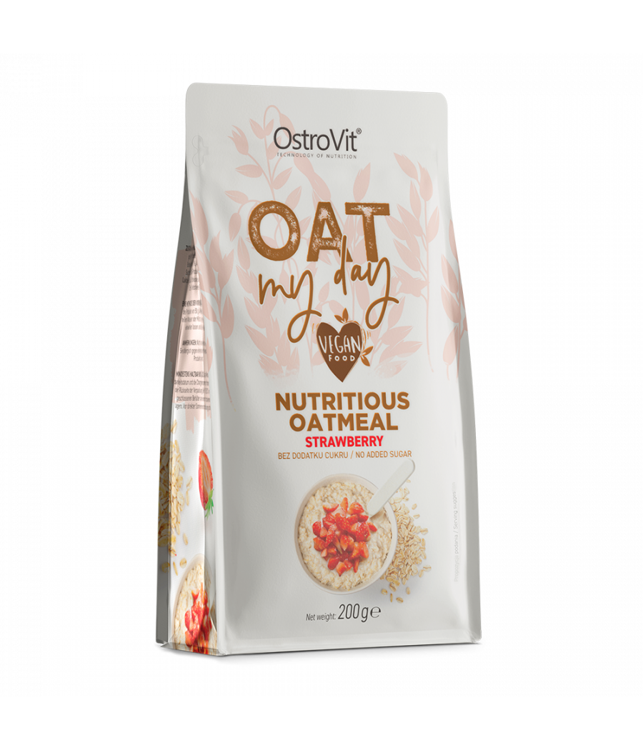 OSTROVIT  Oat My Day oatmeal, maasika maitsega - 200 g – madala kalorsusega toode firmalt Ostrovit, osta Bombbar-ist