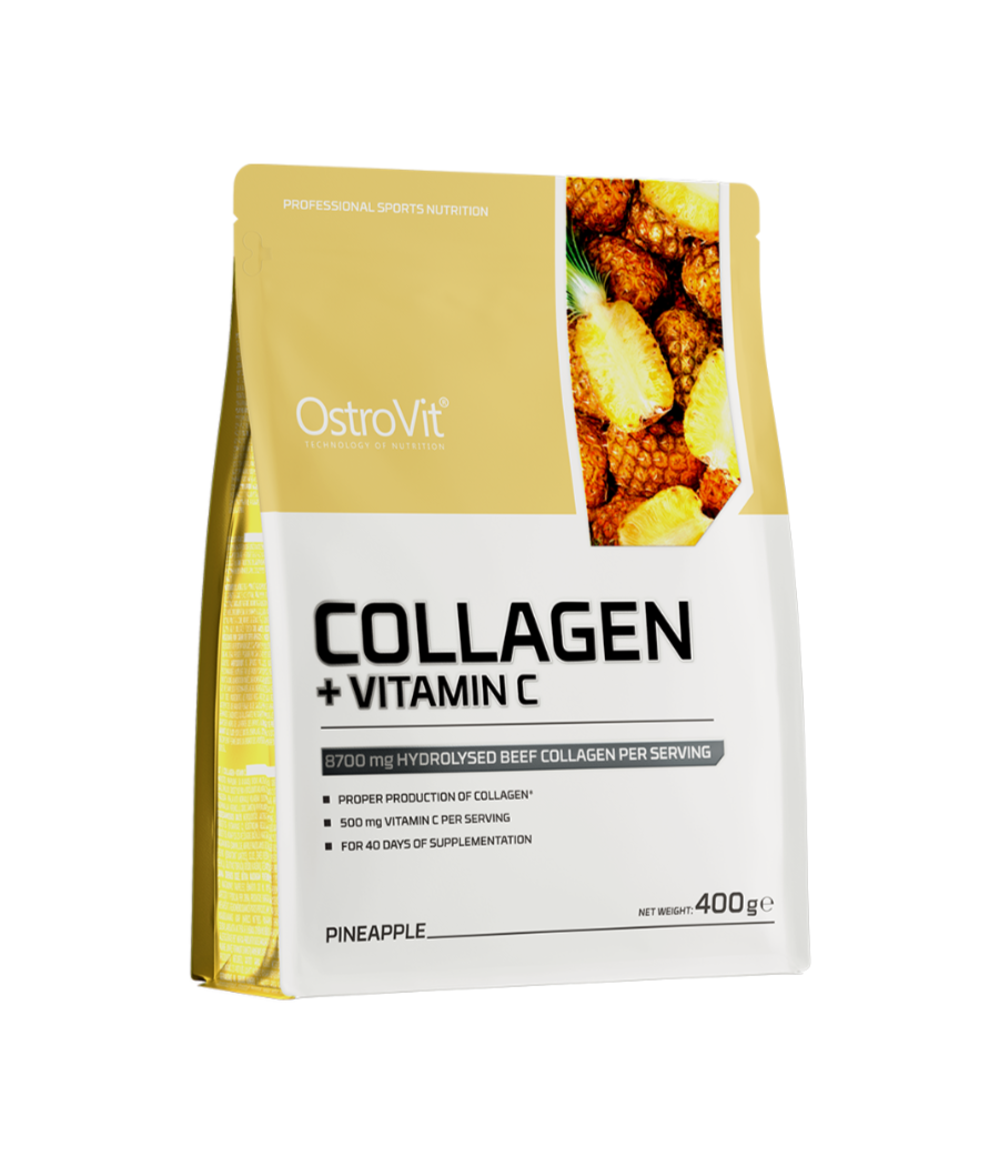 OSTROVIT Collagen + Vitamin C, pineapple - 400 g – low-calorie product from Ostrovit, buy in Bombbar OSTROVIT Collagen + Vitamin C, pineapple - 400 g – low-calorie product from Ostrovit, buy in Bombbar