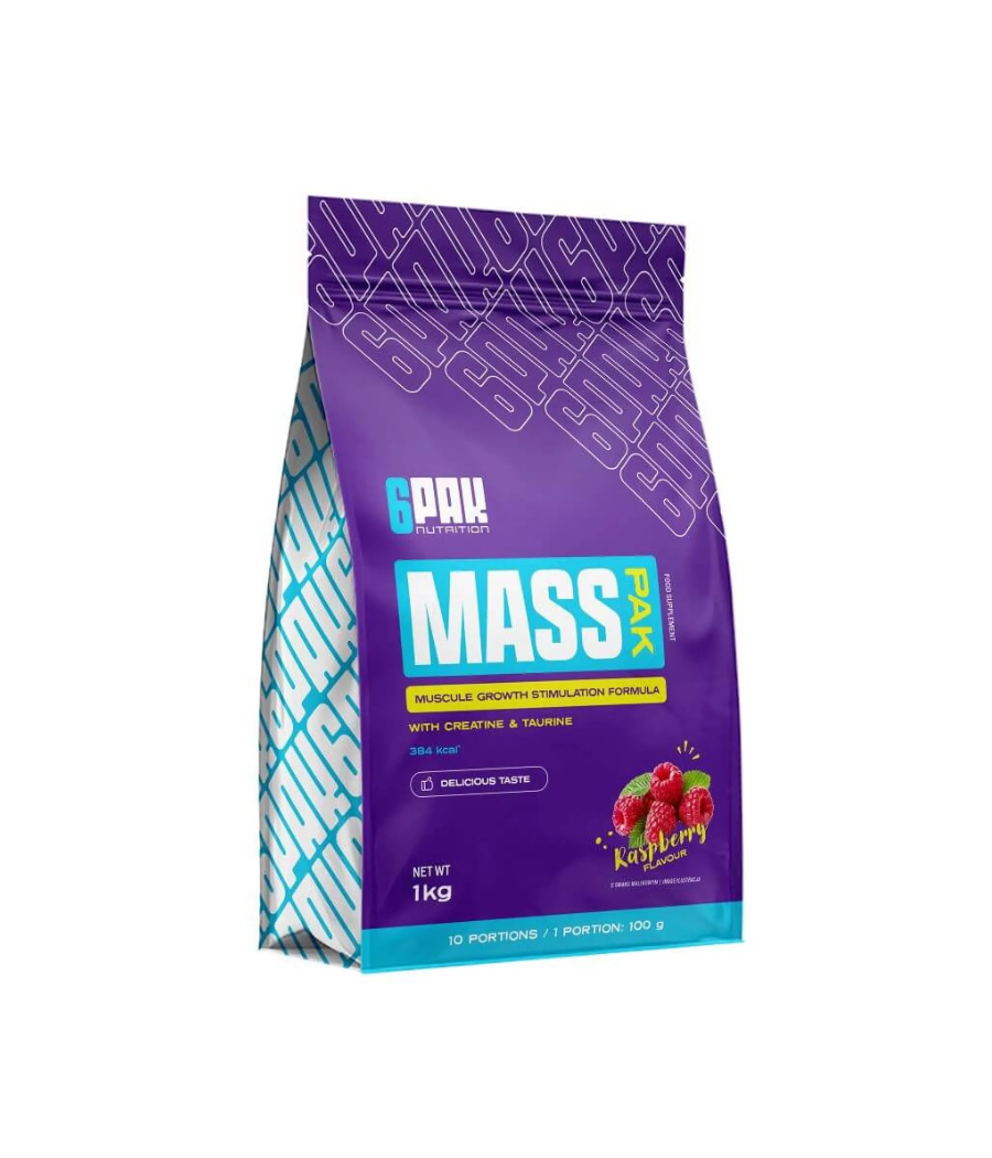 6PAK MASS PAK Gainer – Vaarikas, 1000 g – madala kalorsusega toode firmalt 6PAK Nutrition, osta Bombbar-ist 6PAK MASS PAK Gainer – Vaarikas, 1000 g – madala kalorsusega toode firmalt 6PAK Nutrition, osta Bombbar-ist