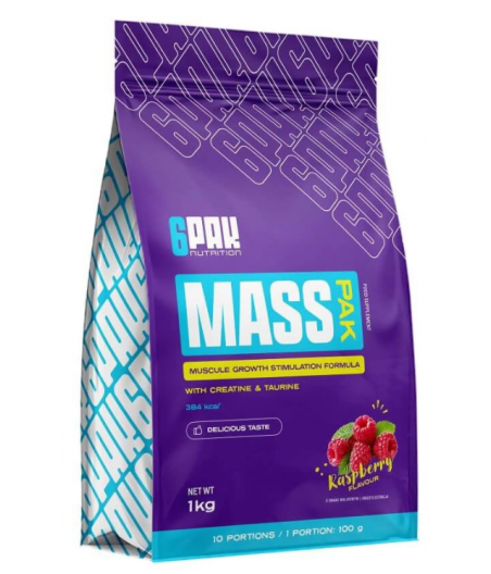 6PAK MASS PAK Gainer – Vaarikas, 1000 g