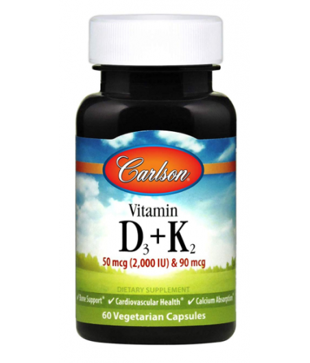 CARLSON Vitamiin D3 + K2 - 60 kapslit