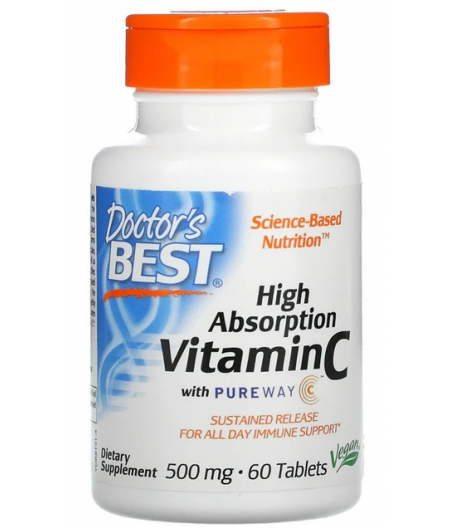 DOCTOR'S BEST High Absorption Vitamin C with PureWay-C, 500mg, N60
