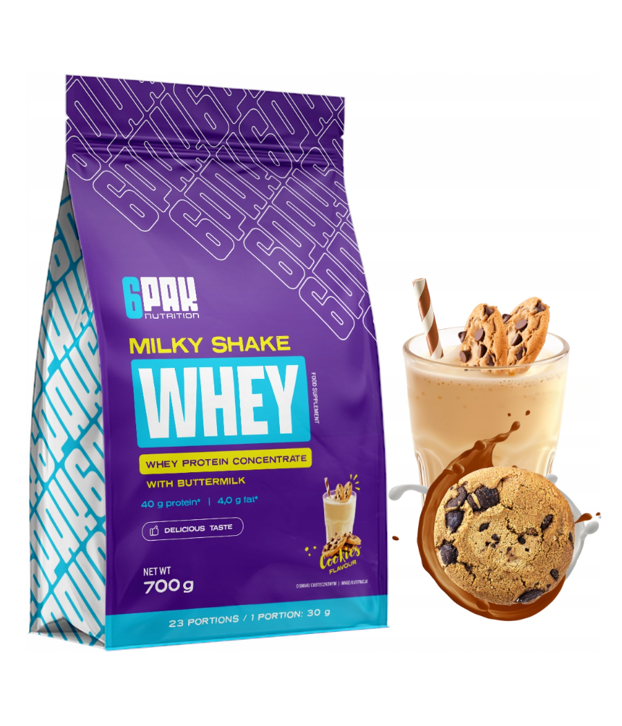 6PAK MILKY SHAKE WHEY, küpsised - 700 g – madala kalorsusega toode firmalt 6PAK Nutrition, osta Bombbar-ist