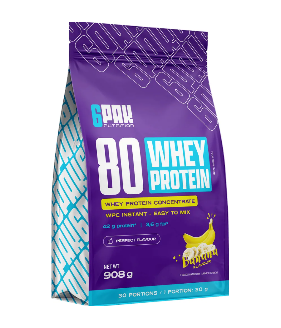 6PAK 80 WHEY PROTEIN, банан - 908 грамм – низкокалорийный продукт от 6PAK Nutrition, купить в Bombbar 6PAK 80 WHEY PROTEIN, банан - 908 грамм – низкокалорийный продукт от 6PAK Nutrition, купить в Bombbar