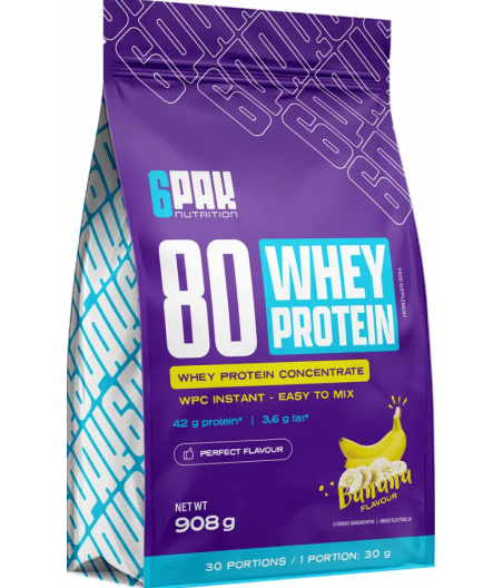 6PAK 80 WHEY PROTEIN, банан - 908 грамм