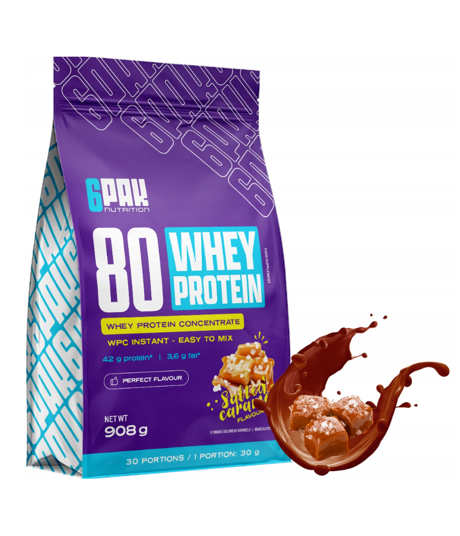 6PAK 80 WHEY PROTEIN, salted caramel - 908gram – low-calorie product from 6PAK Nutrition, buy in Bombbar 6PAK 80 WHEY PROTEIN, salted caramel - 908gram – low-calorie product from 6PAK Nutrition, buy in Bombbar