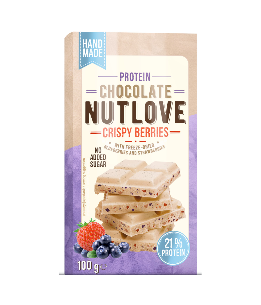 ALLNUTRITION NUTLOVE Proteiinishokolaad krõbedate marjadega, 100 g – madala kalorsusega toode firmalt AllNutrition, osta SportFit Nutrition OÜ | Reg.nr. 14554498-ist