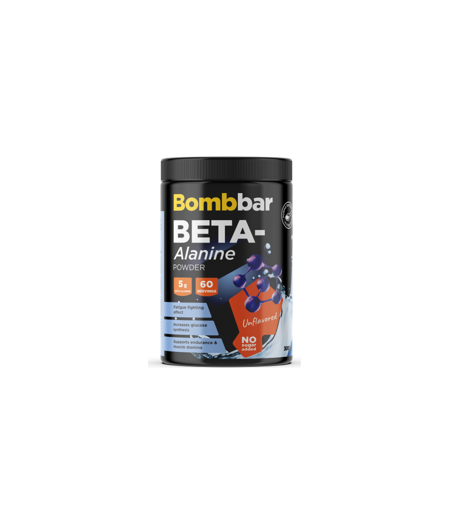 BOMBBAR Beeta-Alaniin, maitseta, 300 g – madala kalorsusega toode firmalt Bombbar, osta SportFit Nutrition OÜ | Reg.nr. 14554498-ist BOMBBAR Beeta-Alaniin, maitseta, 300 g – madala kalorsusega toode firmalt Bombbar, osta SportFit Nutrition OÜ | Reg.nr. 14554498-ist