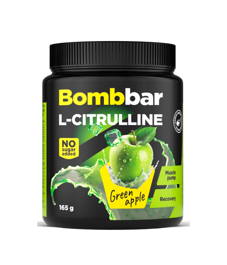 BOMBBAR L-tsitrulliin Roheline Õun, 165 g – madala kalorsusega toode firmalt Bombbar, osta SportFit Nutrition OÜ | Reg.nr. 14554498-ist BOMBBAR L-tsitrulliin Roheline Õun, 165 g – madala kalorsusega toode firmalt Bombbar, osta SportFit Nutrition OÜ | Reg.nr. 14554498-ist