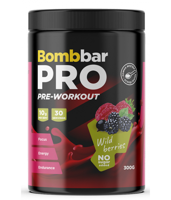 BOMBBAR PRO Pre-Workout Wild Berries, 300 g