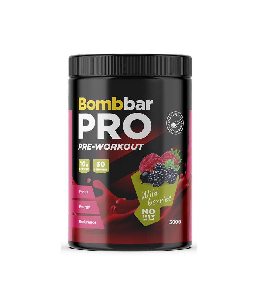 BOMBBAR PRO Pre-Workout Wild Berries, 300 g – low-calorie product from Bombbar, buy in SportFit Nutrition OÜ | Reg.nr. 14554498