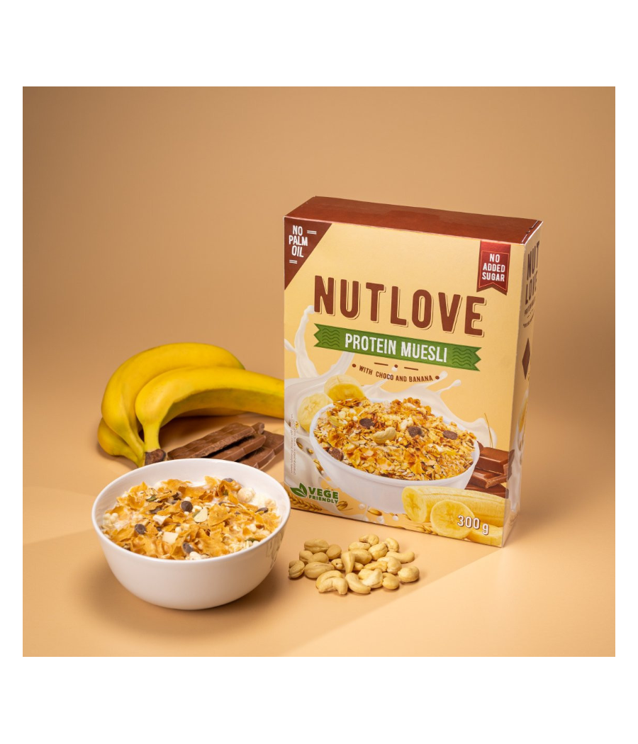 ALLNUTRITION Nutlove Muesli – Chocolate Banana, 300 g – low-calorie product from AllNutrition, buy in SportFit Nutrition OÜ | Reg.nr. 14554498