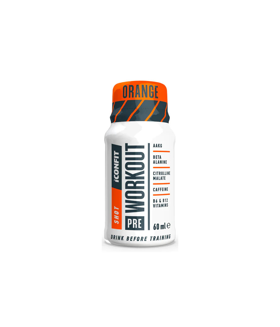 Pre-Workout Предтренировочный шот, апельсин, 60 мл – низкокалорийный продукт от ICONFIT, купить в SportFit Nutrition OÜ | Reg.nr. 14554498 Pre-Workout Предтренировочный шот, апельсин, 60 мл – низкокалорийный продукт от ICONFIT, купить в SportFit Nutrition OÜ | Reg.nr. 14554498