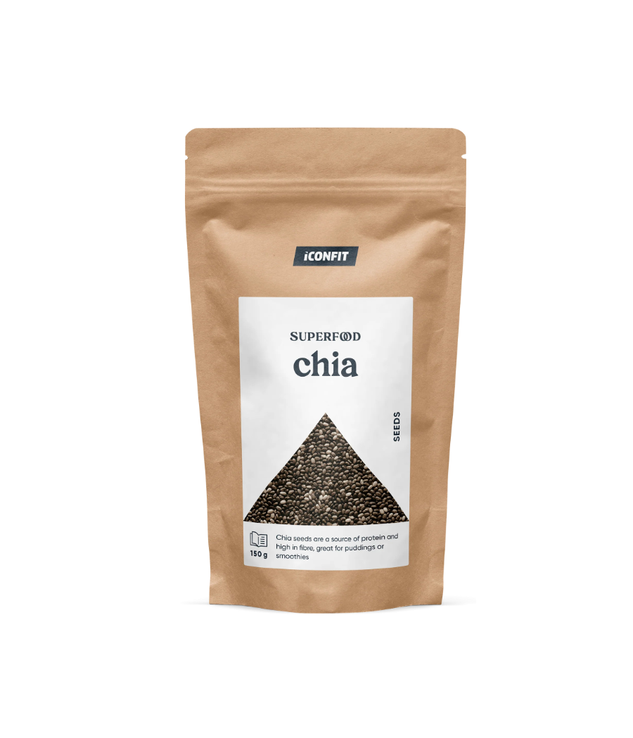 Superfood Chia Seeds, 150 g – low-calorie product from ICONFIT, buy in SportFit Nutrition OÜ | Reg.nr. 14554498