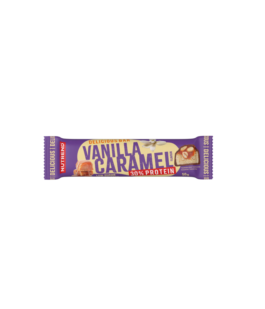 DELICIOUS BAR, vanilla-caramel, 50 g – low-calorie product from NUTREND, buy in SportFit Nutrition OÜ | Reg.nr. 14554498 DELICIOUS BAR, vanilla-caramel, 50 g – low-calorie product from NUTREND, buy in SportFit Nutrition OÜ | Reg.nr. 14554498